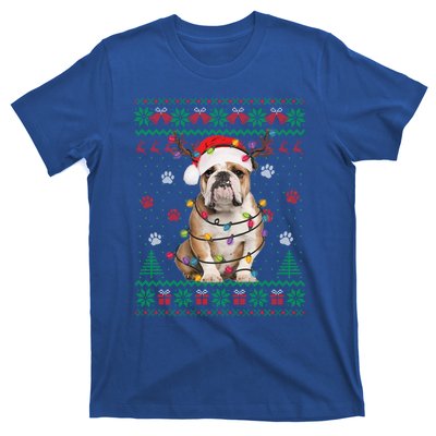 English Bulldog Christmas Lights Santa Dog Lover Ugly Sweate Gift T-Shirt