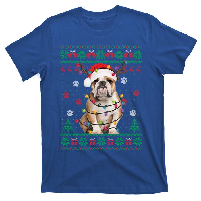 English Bulldog Christmas Lights Santa Dog Lover Ugly Sweate Gift T-Shirt