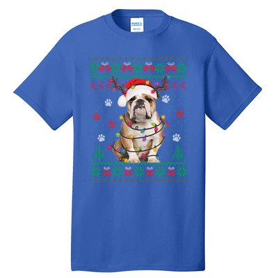 English Bulldog Christmas Lights Santa Dog Lover Ugly Sweate Gift Tall T-Shirt