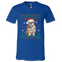 English Bulldog Christmas Lights Santa Dog Lover Ugly Sweate Gift V-Neck T-Shirt