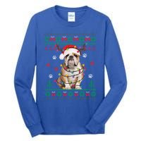 English Bulldog Christmas Lights Santa Dog Lover Ugly Sweate Gift Tall Long Sleeve T-Shirt