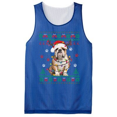 English Bulldog Christmas Lights Santa Dog Lover Ugly Sweate Gift Mesh Reversible Basketball Jersey Tank