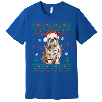 English Bulldog Christmas Lights Santa Dog Lover Ugly Sweate Gift Premium T-Shirt