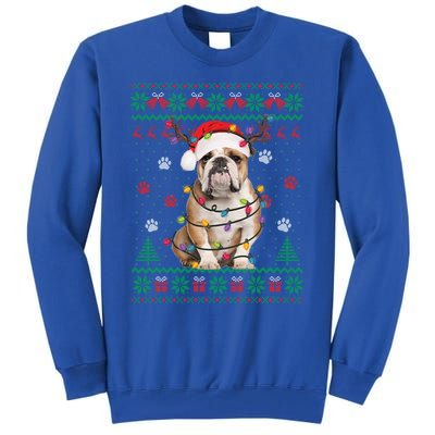 English Bulldog Christmas Lights Santa Dog Lover Ugly Sweate Gift Tall Sweatshirt