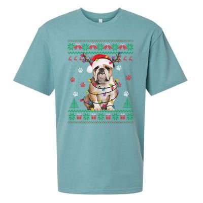 English Bulldog Christmas Lights Santa Dog Lover Ugly Sweate Gift Sueded Cloud Jersey T-Shirt