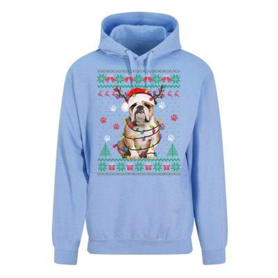 English Bulldog Christmas Lights Santa Dog Lover Ugly Sweate Gift Unisex Surf Hoodie