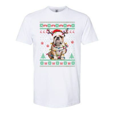 English Bulldog Christmas Lights Santa Dog Lover Ugly Sweate Gift Softstyle CVC T-Shirt