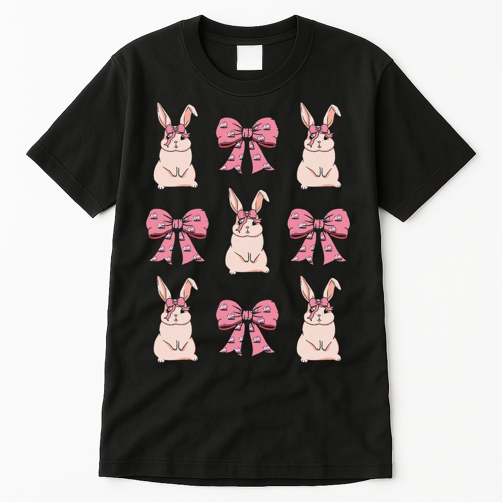 Easter Bunny Coquette Bow Ribbon Rabbit Lover Gift Tall T-Shirt