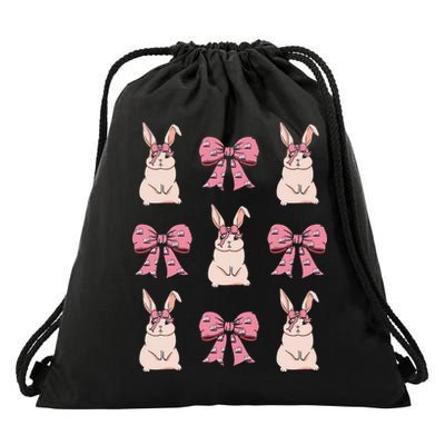 Easter Bunny Coquette Bow Ribbon Rabbit Lover Gift Drawstring Bag