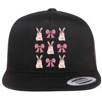 Easter Bunny Coquette Bow Ribbon Rabbit Lover Gift Flat Bill Trucker Hat