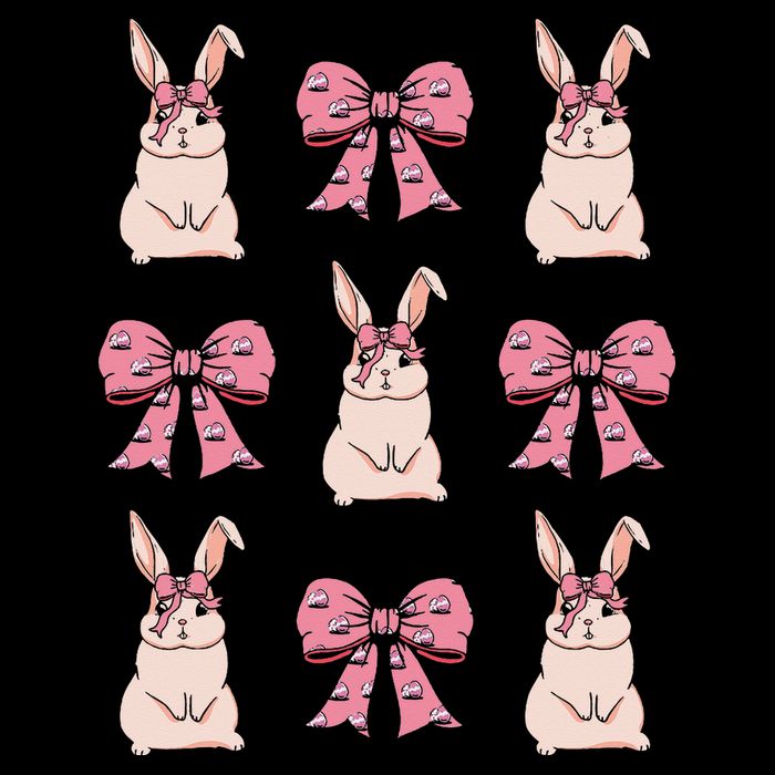 Easter Bunny Coquette Bow Ribbon Rabbit Lover Gift Flat Bill Trucker Hat