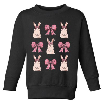 Easter Bunny Coquette Bow Ribbon Rabbit Lover Gift Toddler Sweatshirt