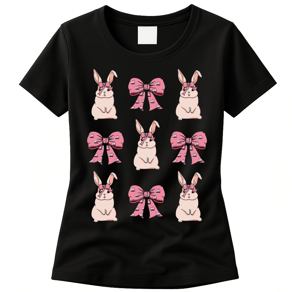 Easter Bunny Coquette Bow Ribbon Rabbit Lover Gift Womens T-Shirt