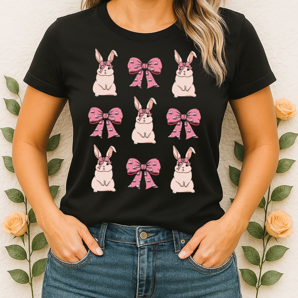 Easter Bunny Coquette Bow Ribbon Rabbit Lover Gift Womens T-Shirt