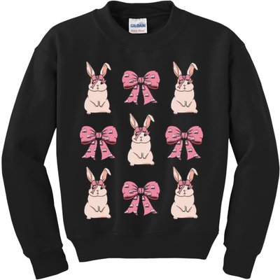 Easter Bunny Coquette Bow Ribbon Rabbit Lover Gift Kids Sweatshirt