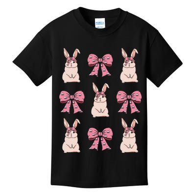 Easter Bunny Coquette Bow Ribbon Rabbit Lover Gift Kids T-Shirt