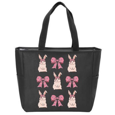 Easter Bunny Coquette Bow Ribbon Rabbit Lover Gift Zip Tote Bag