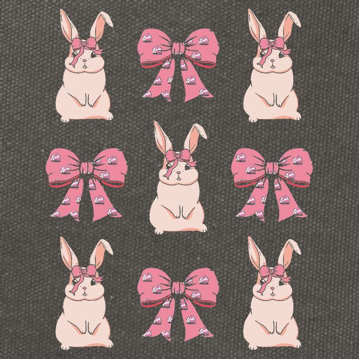Easter Bunny Coquette Bow Ribbon Rabbit Lover Gift Cotton Canvas Backpack