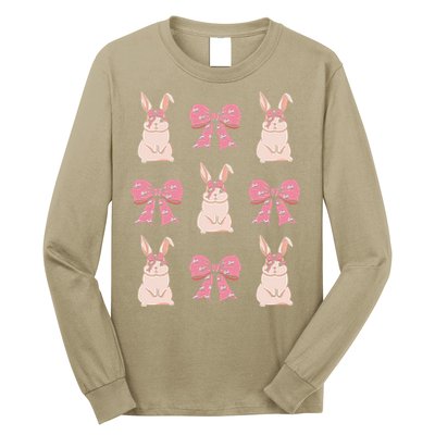 Easter Bunny Coquette Bow Ribbon Rabbit Lover Gift Long Sleeve Shirt