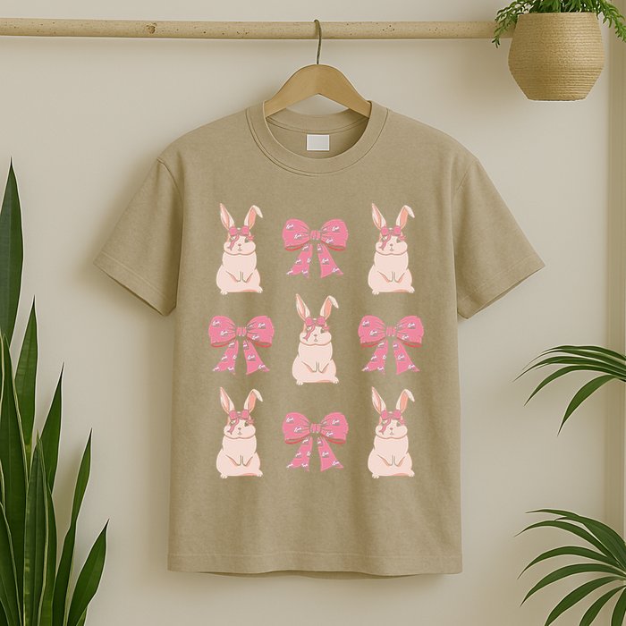 Easter Bunny Coquette Bow Ribbon Rabbit Lover Gift T-Shirt