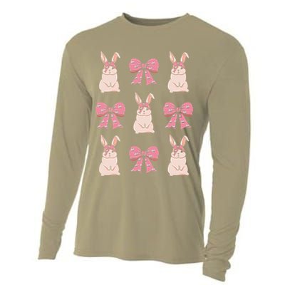Easter Bunny Coquette Bow Ribbon Rabbit Lover Gift Cooling Performance Long Sleeve Crew