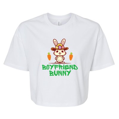 Easter Boyfriend Cute Bunny Bella+Canvas Jersey Crop Tee