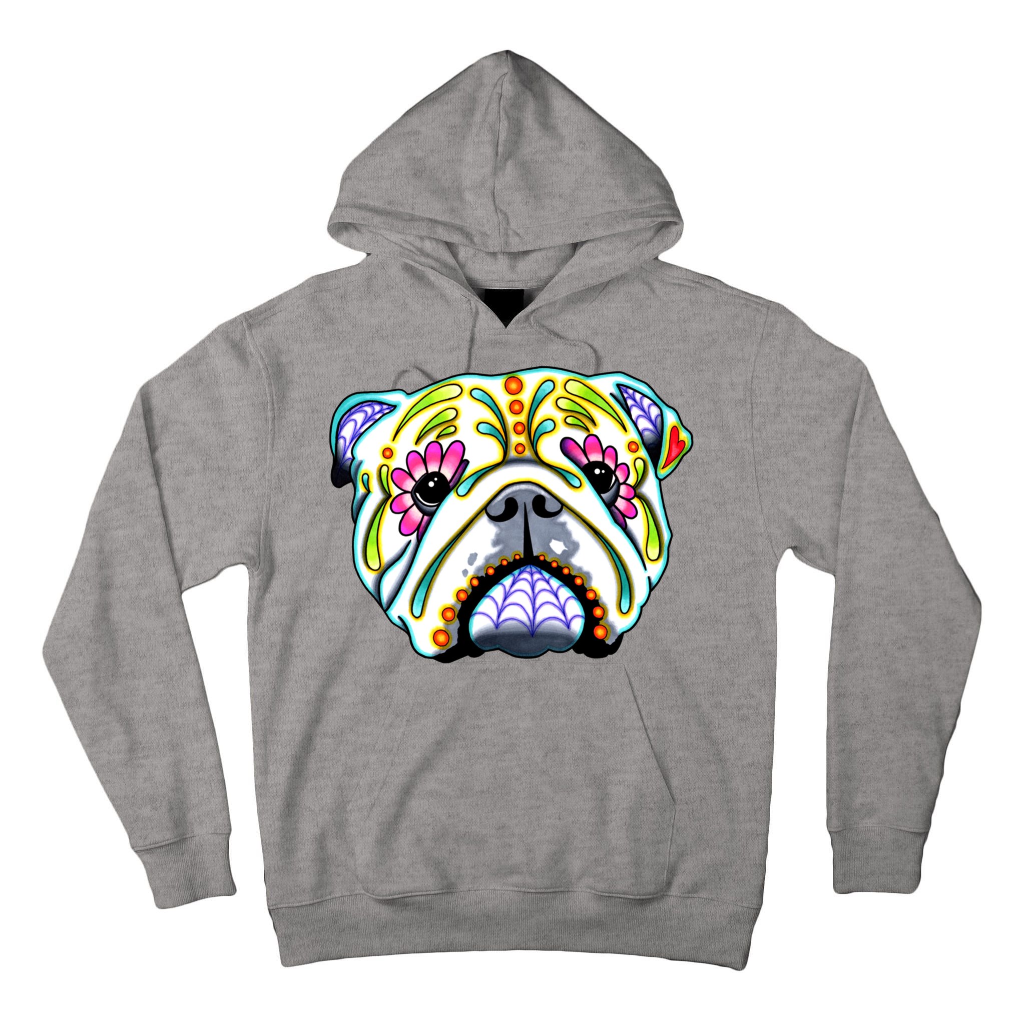 English Bulldog Cute Gift Day Of The Dead Sugar Skull Dog Gift Tall Hoodie