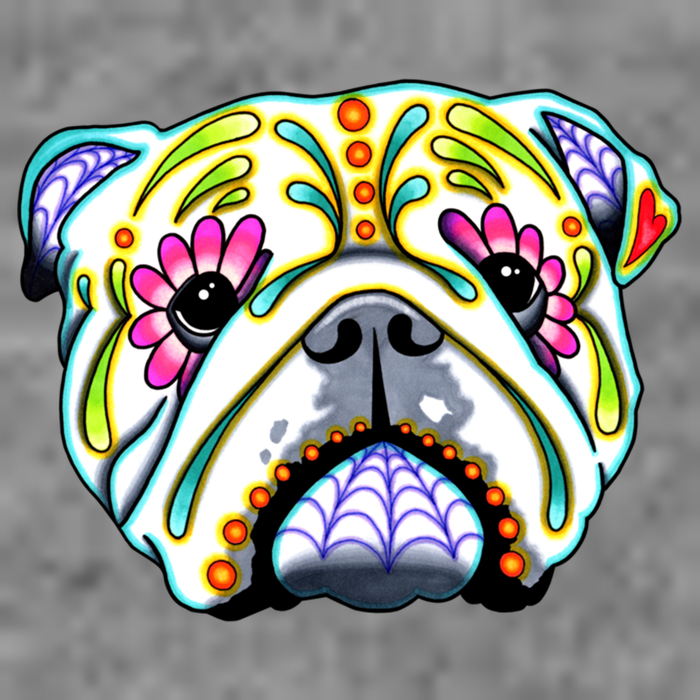 English Bulldog Cute Gift Day Of The Dead Sugar Skull Dog Gift Tall Hoodie