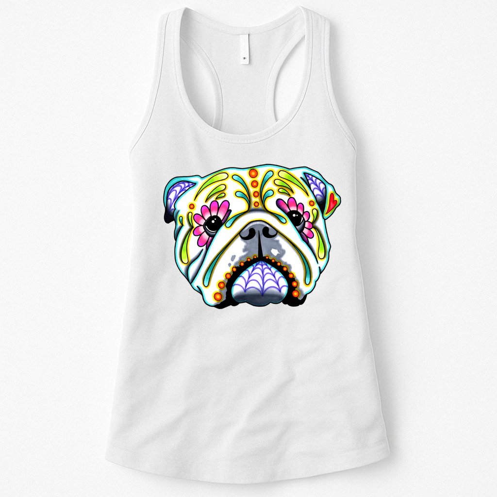 English Bulldog Cute Gift Day Of The Dead Sugar Skull Dog Gift Womens Tank Top