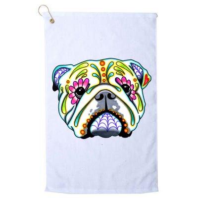 English Bulldog Cute Gift Day Of The Dead Sugar Skull Dog Gift Golf Towel