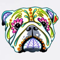 English Bulldog Cute Gift Day Of The Dead Sugar Skull Dog Gift Womens T-Shirt