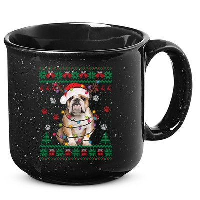 English Bulldog Christmas Lights Santa Dog Lover Ugly Sweater 15oz Campfire Ceramic Mug