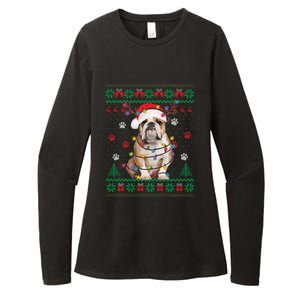 English Bulldog Christmas Lights Santa Dog Lover Ugly Sweater Womens CVC Long Sleeve Shirt