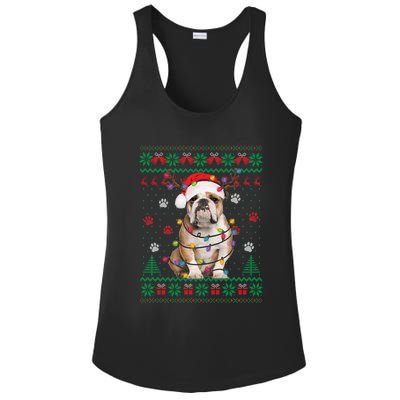 English Bulldog Christmas Lights Santa Dog Lover Ugly Sweater Ladies PosiCharge Competitor Racerback Tank