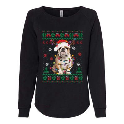 English Bulldog Christmas Lights Santa Dog Lover Ugly Sweater Womens California Wash Sweatshirt