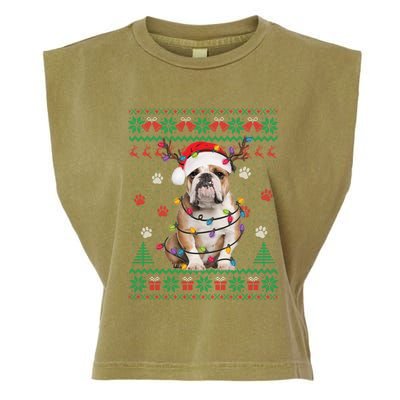 English Bulldog Christmas Lights Santa Dog Lover Ugly Sweater Garment-Dyed Women's Muscle Tee