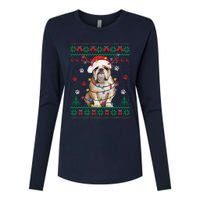 English Bulldog Christmas Lights Santa Dog Lover Ugly Sweater Womens Cotton Relaxed Long Sleeve T-Shirt