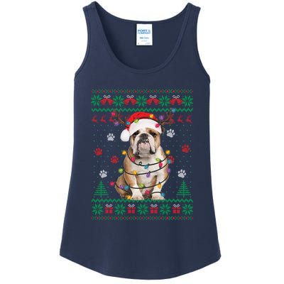 English Bulldog Christmas Lights Santa Dog Lover Ugly Sweater Ladies Essential Tank