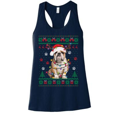 English Bulldog Christmas Lights Santa Dog Lover Ugly Sweater Womens Tank Top
