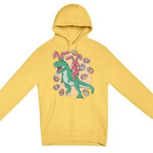 Easter Bunny Dinosaur Festive Holiday Premium Pullover Hoodie