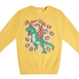 Easter Bunny Dinosaur Festive Holiday Premium Crewneck Sweatshirt