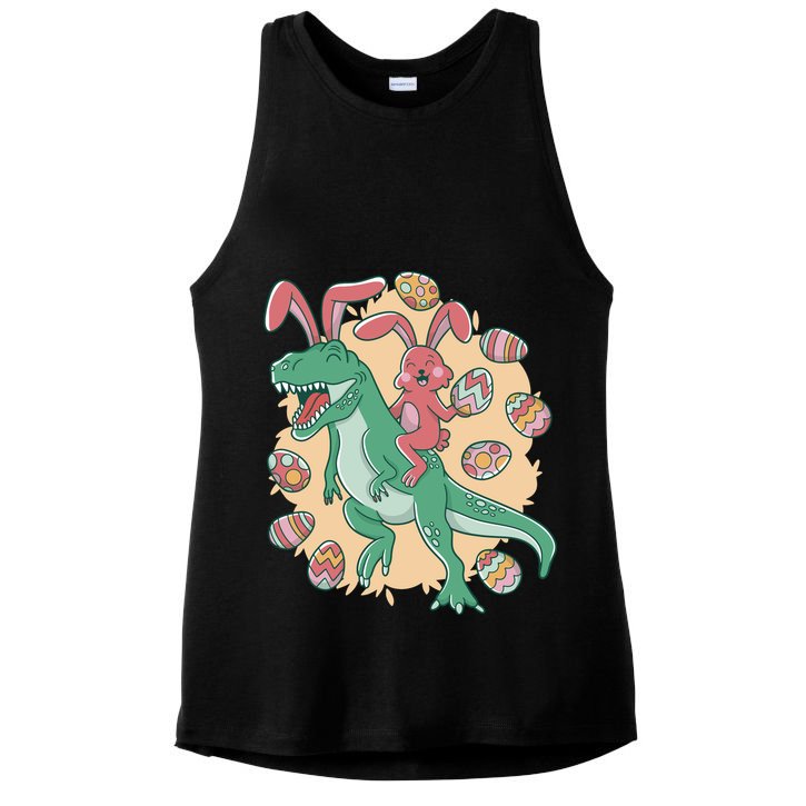 Easter Bunny Dinosaur Festive Holiday Ladies PosiCharge Tri-Blend Wicking Tank