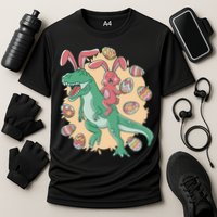 Easter Bunny Dinosaur Festive Holiday Cooling Performance Crew T-Shirt
