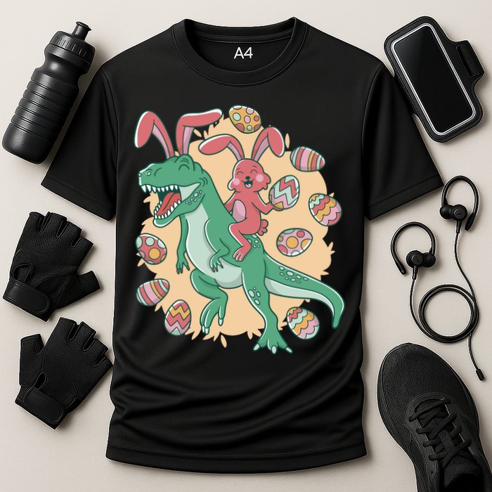 Easter Bunny Dinosaur Festive Holiday Cooling Performance Crew T-Shirt