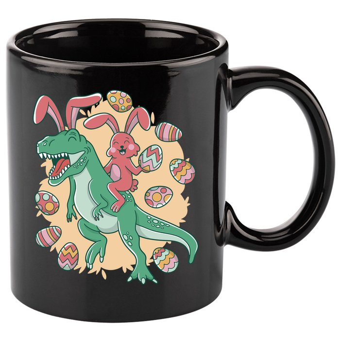 Easter Bunny Dinosaur Festive Holiday 11oz C Handle Ceramic Mug