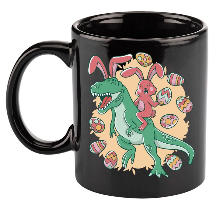 Easter Bunny Dinosaur Festive Holiday 11oz C Handle Ceramic Mug