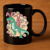 Easter Bunny Dinosaur Festive Holiday 11oz C Handle Ceramic Mug