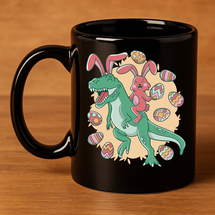 Easter Bunny Dinosaur Festive Holiday 11oz C Handle Ceramic Mug