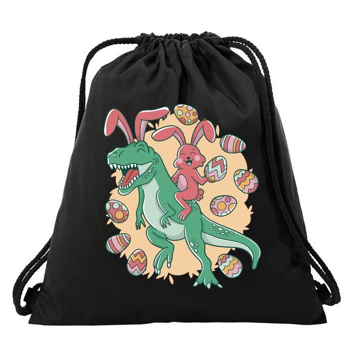 Easter Bunny Dinosaur Festive Holiday Drawstring Bag