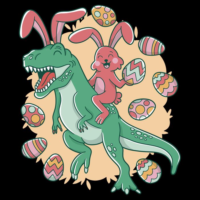 Easter Bunny Dinosaur Festive Holiday Drawstring Bag